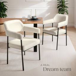 tectake Armchair Doe Set Of 2 - Velvet Look Off-White - Size: 2 Pack - thumbnail 8