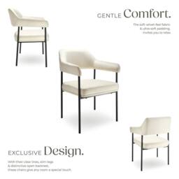 tectake Armchair Doe Set Of 2 - Velvet Look Off-White - Size: 2 Pack - thumbnail 3