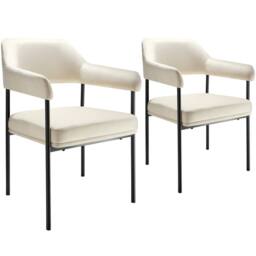 tectake Armchair Doe Set Of 2 - Velvet Look Off-White - Size: 2 Pack