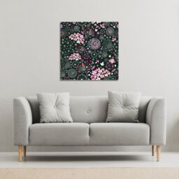 Benjamin Tate Design Different Flowers, Shapes & Birds (Canvas Print) / 61 x 61 x 4cm in Natural - Size: 61 x 61 x 4 cm - thumbnail 1