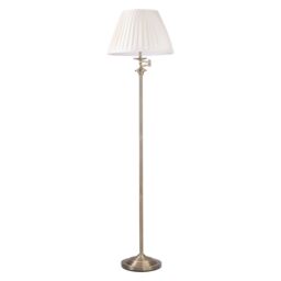 First Choice Lighting Antique Brass Swing Arm Floor Lamp with White Pleated Shade in Gold - thumbnail 2