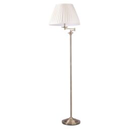 First Choice Lighting Antique Brass Swing Arm Floor Lamp with White Pleated Shade in Gold - thumbnail 3