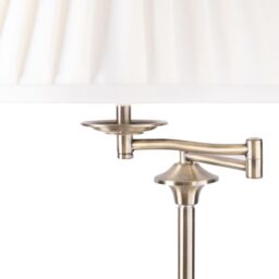 First Choice Lighting Antique Brass Swing Arm Floor Lamp with White Pleated Shade in Gold - thumbnail 4