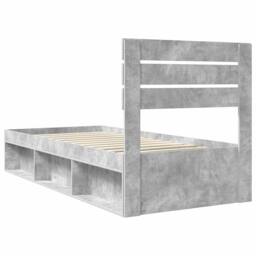 Berkfield Home Bed Frame with Headboard Concerte 90 x 200 cm Solid Pine Wood in Grey - thumbnail 9