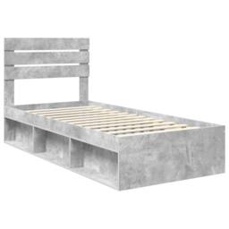 Berkfield Home Bed Frame with Headboard Concerte 90 x 200 cm Solid Pine Wood in Grey - thumbnail 4