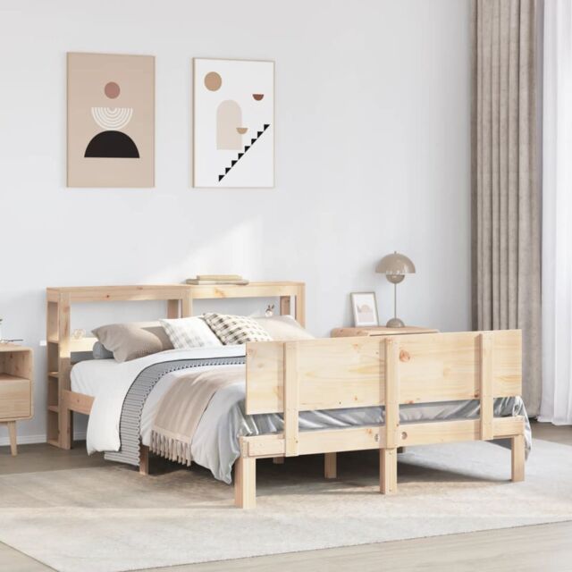 Berkfield Home Bed Frame with Headboard without Mattress 120x200 cm in Brown - Size: Small Double - image 1