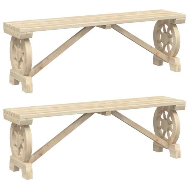 Berkfield Home Garden Benches 2 pcs Solid Wood Fir in Light Tan - image 1