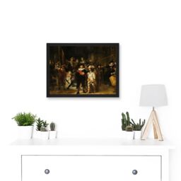 Artery8 Rembrandt Night Watch Scene The Shooting Company Artwork Framed Wall Art Print A4 in Black - thumbnail 2