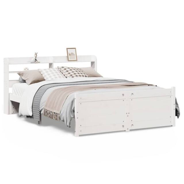 Berkfield Home Bed Frame with Headboard without Mattress White 150x200 cm King Size - image 1