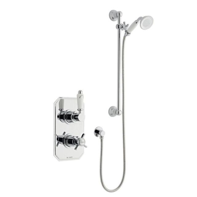 Clifton Chrome Concealed Mixer Shower with Wall Hung Slide Rail Kit in Silver