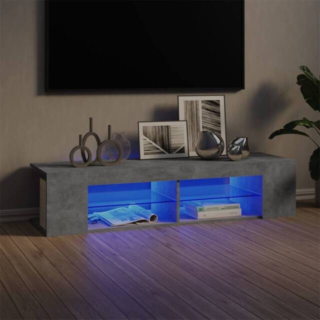 Berkfield Home TV Cabinet with LED Lights Concrete Grey 135x39x30 cm - Size: 135 x 39 x 30 cm - image 1