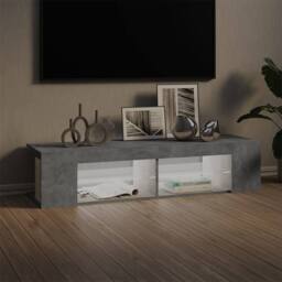 Berkfield Home TV Cabinet with LED Lights Concrete Grey 135x39x30 cm - Size: 135 x 39 x 30 cm - thumbnail 3