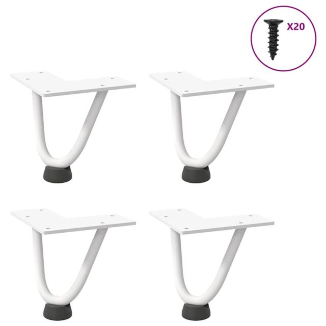 Berkfield Home Hairpin Table Legs 4 pcs White 10 cm Solid Steel - image 1