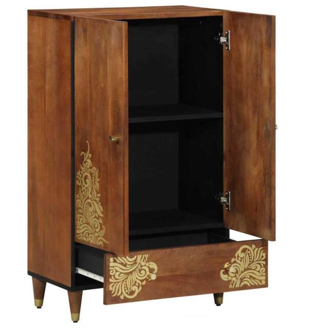 Berkfield Home Highboard 60x33x100 cm Solid Wood Mango in Brown - Size: 60 x 33 x 100 cm - image 1