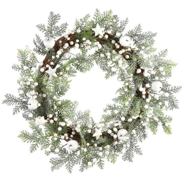 Dibor 50cm Shooting Star Xmas Decor Front Door Wreath Christmas Wreath in White - image 1