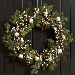 Dibor 50cm Shooting Star Xmas Decor Front Door Wreath Christmas Wreath in White - thumbnail 2