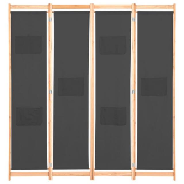 Berkfield Home 4-Panel Room Divider Grey 160x170x4 cm Fabric - Size: 160 x 170 x 4 cm - image 1