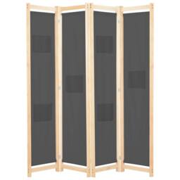Berkfield Home 4-Panel Room Divider Grey 160x170x4 cm Fabric - Size: 160 x 170 x 4 cm - thumbnail 2