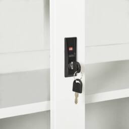 Berkfield Home Sliding Door Cabinet White 90x40x90 cm Steel - Size: 90 x 40 x 90 cm - thumbnail 7