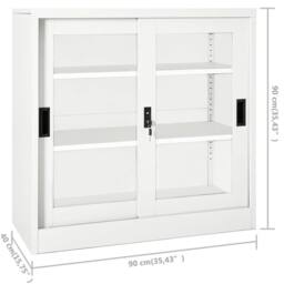 Berkfield Home Sliding Door Cabinet White 90x40x90 cm Steel - Size: 90 x 40 x 90 cm - thumbnail 9