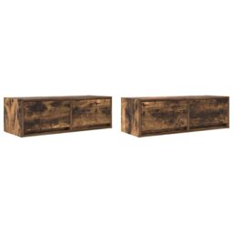 Berkfield Home TV Cabinets 2 pcs Smoked Oak 80x31x25.5 cm Engineered Wood in Brown - thumbnail 2
