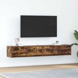 Berkfield Home TV Cabinets 2 pcs Smoked Oak 80x31x25.5 cm Engineered Wood in Brown - thumbnail 1