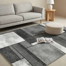 MCC Direct Short Pile Rectangular Mosaic Pattern Rug Indoor 6 sizes in Grey - Size: 60 cm x 110 cm - thumbnail 3