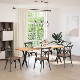 Berkfield Home Dining Table Legs X-Shaped 2 pcs Black 60x(72-73) cm Steel - thumbnail 1