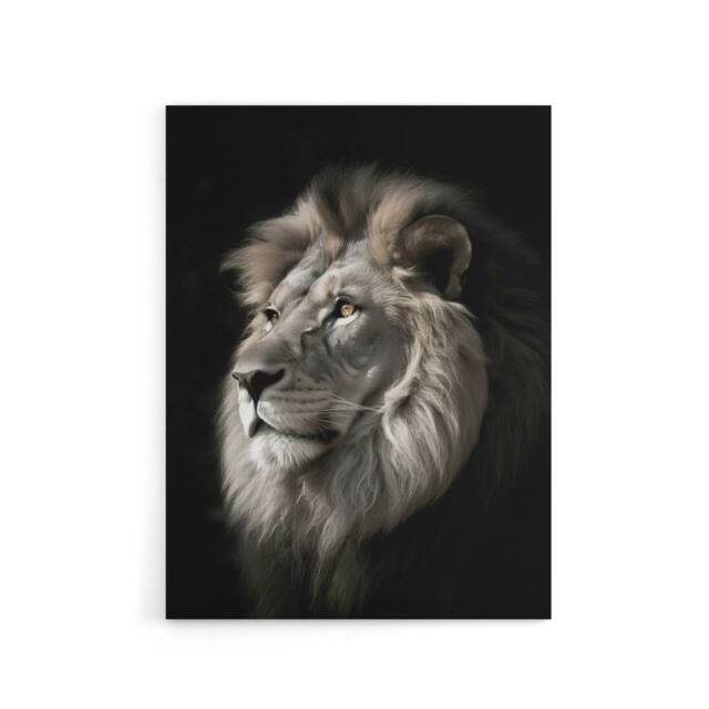 "Artery8 Strong Majestic Lion Head Photo Canvas Wall Art Print in Black - Size: W18"" x H24""" - image 1