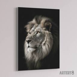 "Artery8 Strong Majestic Lion Head Photo Canvas Wall Art Print in Black - Size: W18"" x H24""" - thumbnail 2
