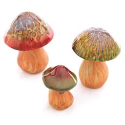 mysmartbuy 3 x Decorative Toadstool Ornaments - Indoor Outdoor Hand Finished Ceramic Glazed Mushroom Decorations - One of Each H16, 14 & 10cm - thumbnail 3