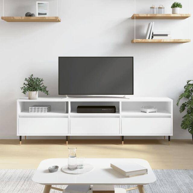 Berkfield Home TV Cabinet White 150x30x44.5 cm Engineered Wood - image 1