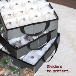Christmas Village Collapsible 64 Christmas Bauble Storage Bag - Red in Grey - thumbnail 4