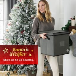 Christmas Village Collapsible 64 Christmas Bauble Storage Bag - Red in Grey - thumbnail 3