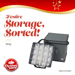 Christmas Village Collapsible 64 Christmas Bauble Storage Bag - Red in Grey - thumbnail 2