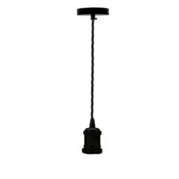 Havendro Black - Twisted Cable Pendant Lamp Holder: Industrial Vintage Ceiling Rose E27 - thumbnail 1