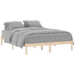 Berkfield Home Beautiful Bed Frame without Mattress 152x203 cm Solid Wood Pine Queen in Light Tan - thumbnail 3