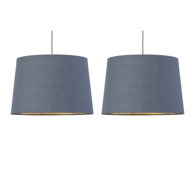 First Choice Lighting Set of 2 Zoey - Dark Grey with Gold Easy Fit Pendant or Lamp Shades - image 1