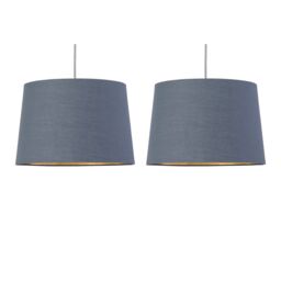 First Choice Lighting Set of 2 Zoey - Dark Grey with Gold Easy Fit Pendant or Lamp Shades - thumbnail 1