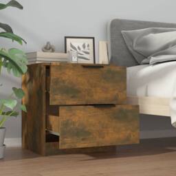 Berkfield Home Elegant Bedside Cabinets 2 pcs Smoked Oak Engineered Wood in Brown - thumbnail 9