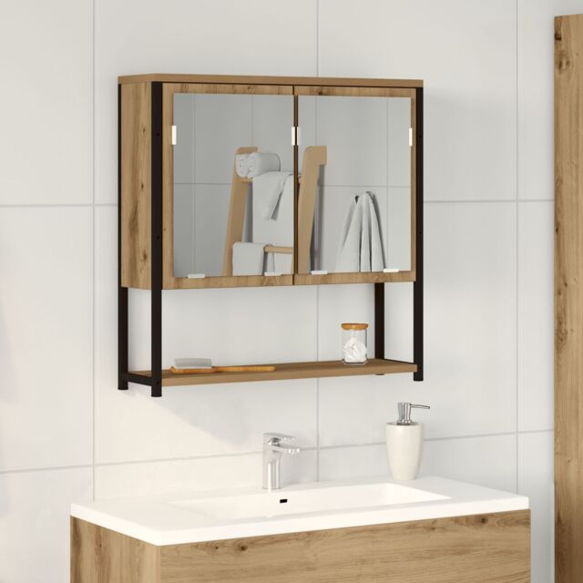 Berkfield Home Bathroom Mirror Cabinet Artisan Oak 60x16x60 cm Engineered Wood in Brown - Size: 60 x 16 x 60 cm - image 1