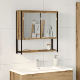 Berkfield Home Bathroom Mirror Cabinet Artisan Oak 60x16x60 cm Engineered Wood in Brown - Size: 60 x 16 x 60 cm
