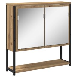 Berkfield Home Bathroom Mirror Cabinet Artisan Oak 60x16x60 cm Engineered Wood in Brown - Size: 60 x 16 x 60 cm - thumbnail 2