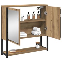Berkfield Home Bathroom Mirror Cabinet Artisan Oak 60x16x60 cm Engineered Wood in Brown - Size: 60 x 16 x 60 cm - thumbnail 3