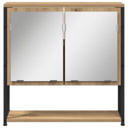 Berkfield Home Bathroom Mirror Cabinet Artisan Oak 60x16x60 cm Engineered Wood in Brown - Size: 60 x 16 x 60 cm - thumbnail 6