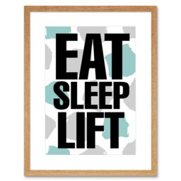 "Artery8 Wall Art Print Eat Sleep Lift Artwork Framed 9X7 Inch in Beige - Size: W7"" x H9""" - thumbnail 1