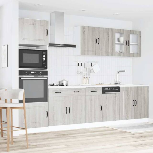 Berkfield Home Elegant 7 Piece Kitchen Cabinet Set Kalmar Grey Sonoma Engineered Wood - image 1
