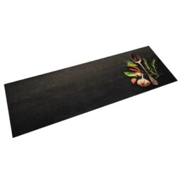 Berkfield Home Kitchen Rug Washable Spices 60x180 cm Velvet in Black