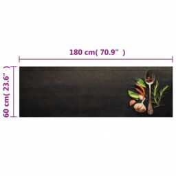 Berkfield Home Kitchen Rug Washable Spices 60x180 cm Velvet in Black - thumbnail 5