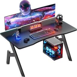 VOGREX 140 x 60cm Gaming Desk Computer Gaming Table in Black - Size: 140 x 60 cm